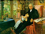 John Everett Millais Famous Paintings - James Wyatt and His Granddaughter Mary